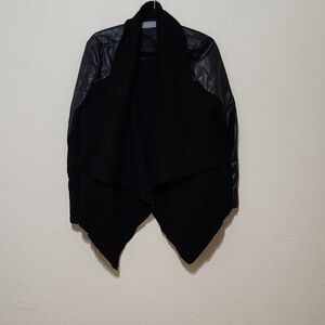 Black Women's Sweater with Leather Accents